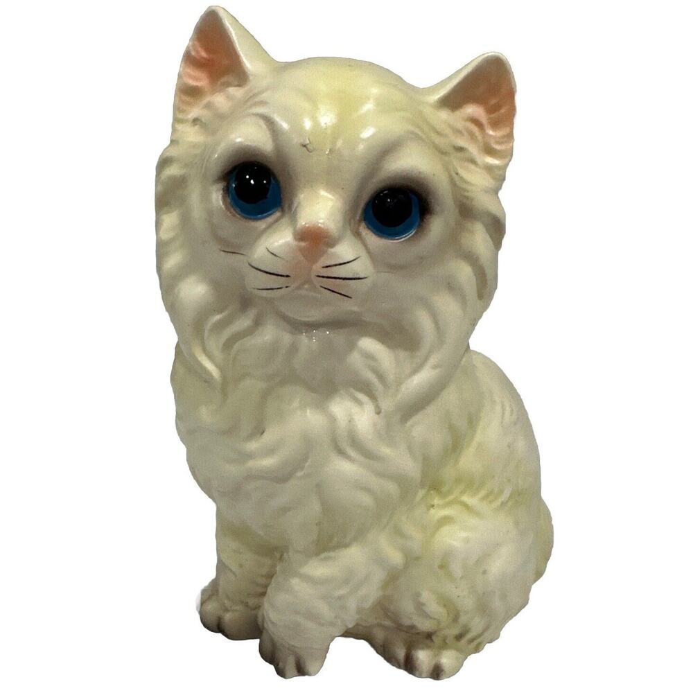Vintage MCM Persian Kitten Cat Porcelain Ceramic Figure Made in Japan 7 1/2 inch